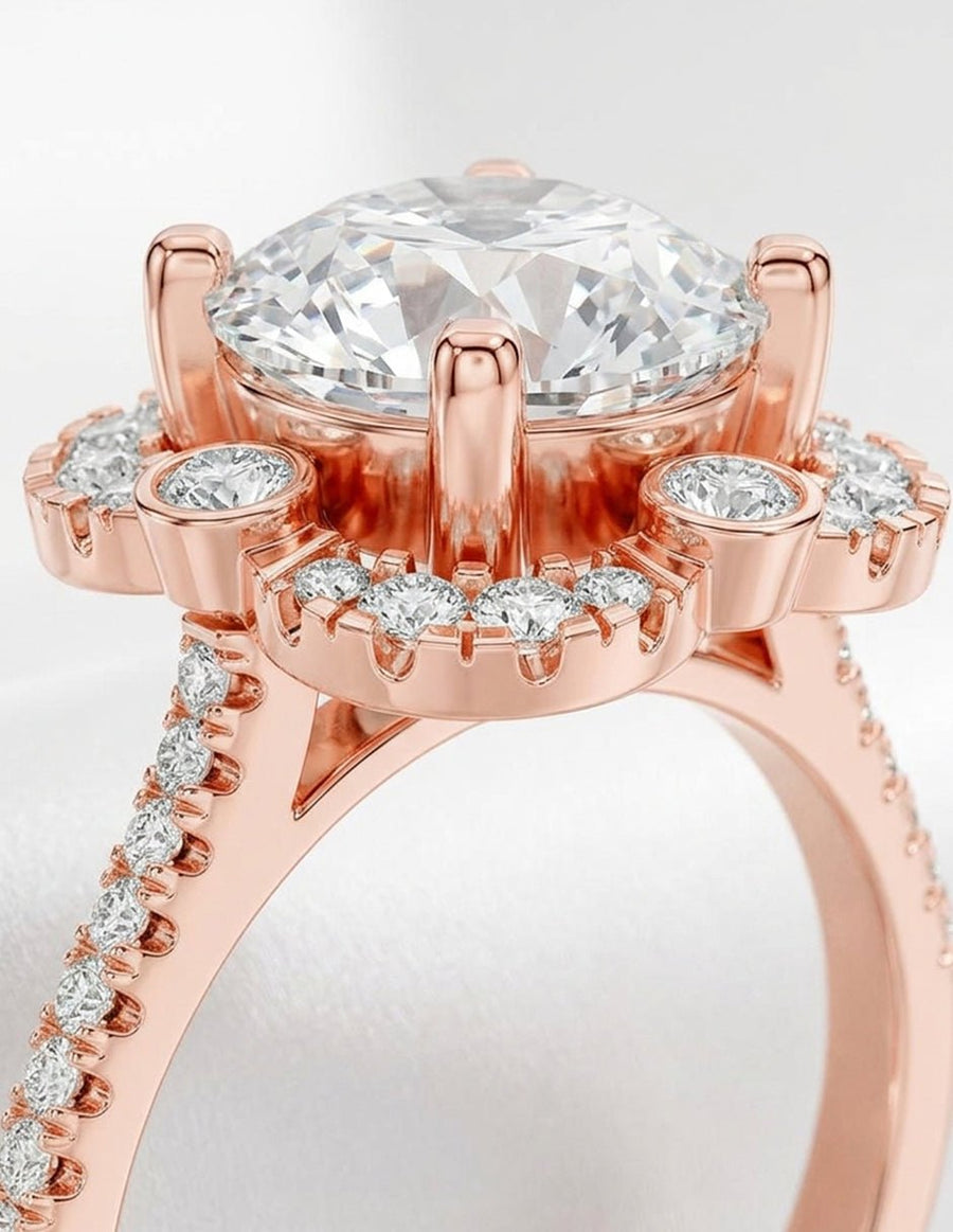 Anillo de compromiso - halo - AMORE390-RD-LG