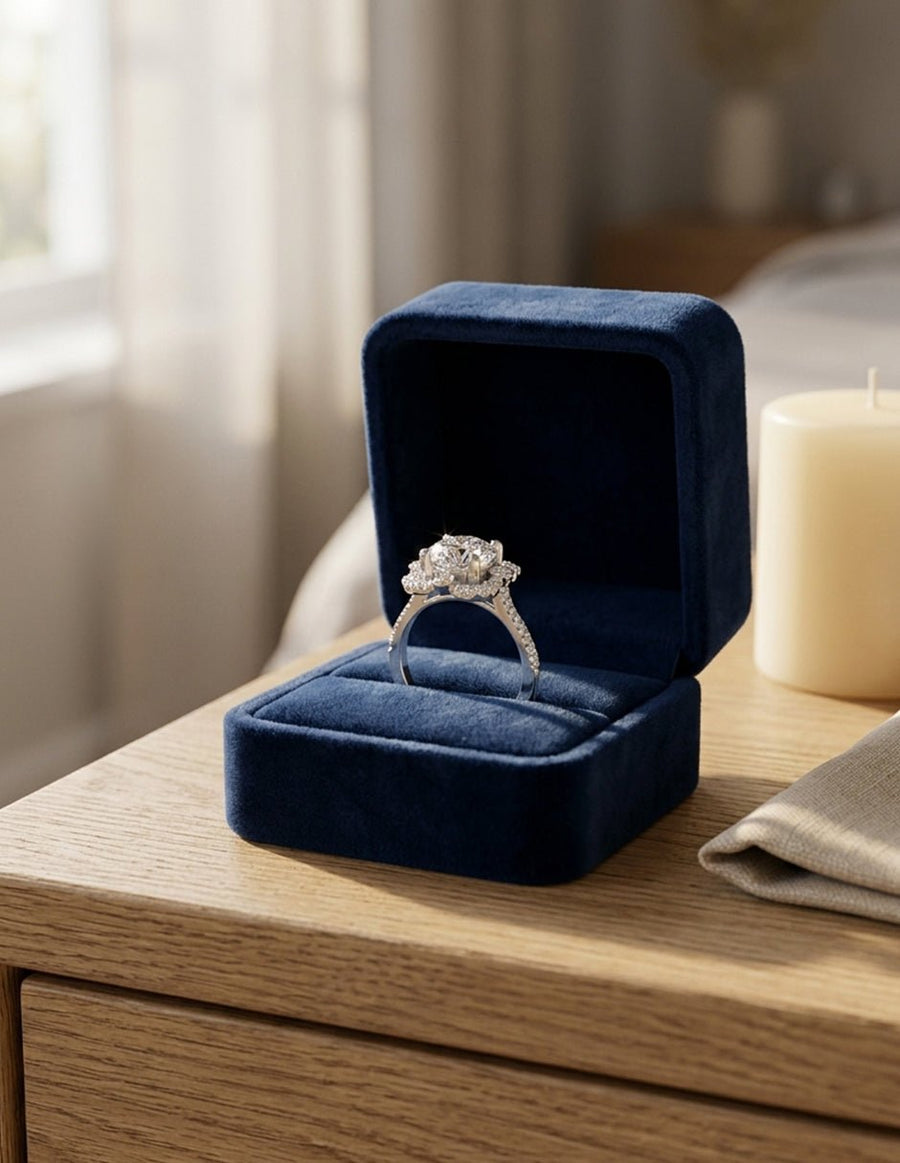Anillo de compromiso - halo - AMORE390-RD-LG