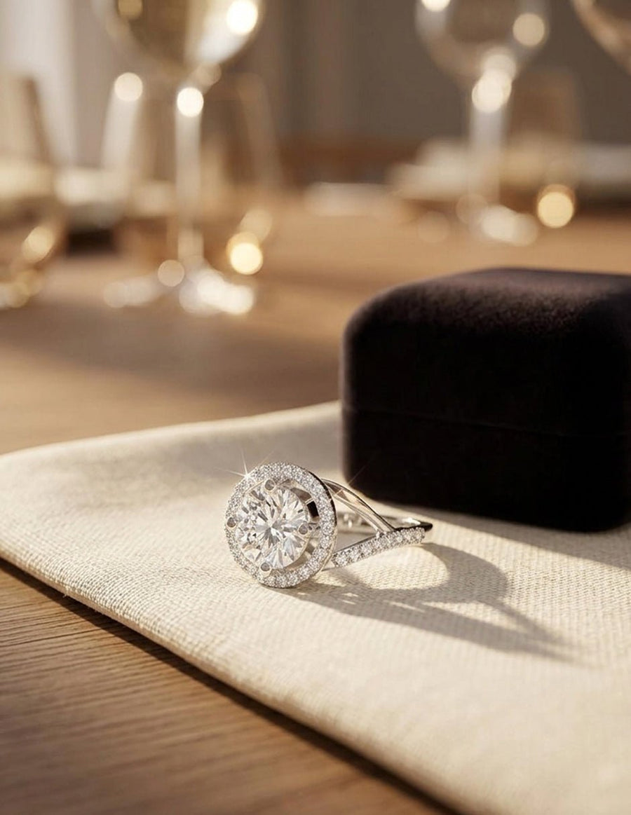 Anillo de compromiso - halo - AMORE394-RD-LG