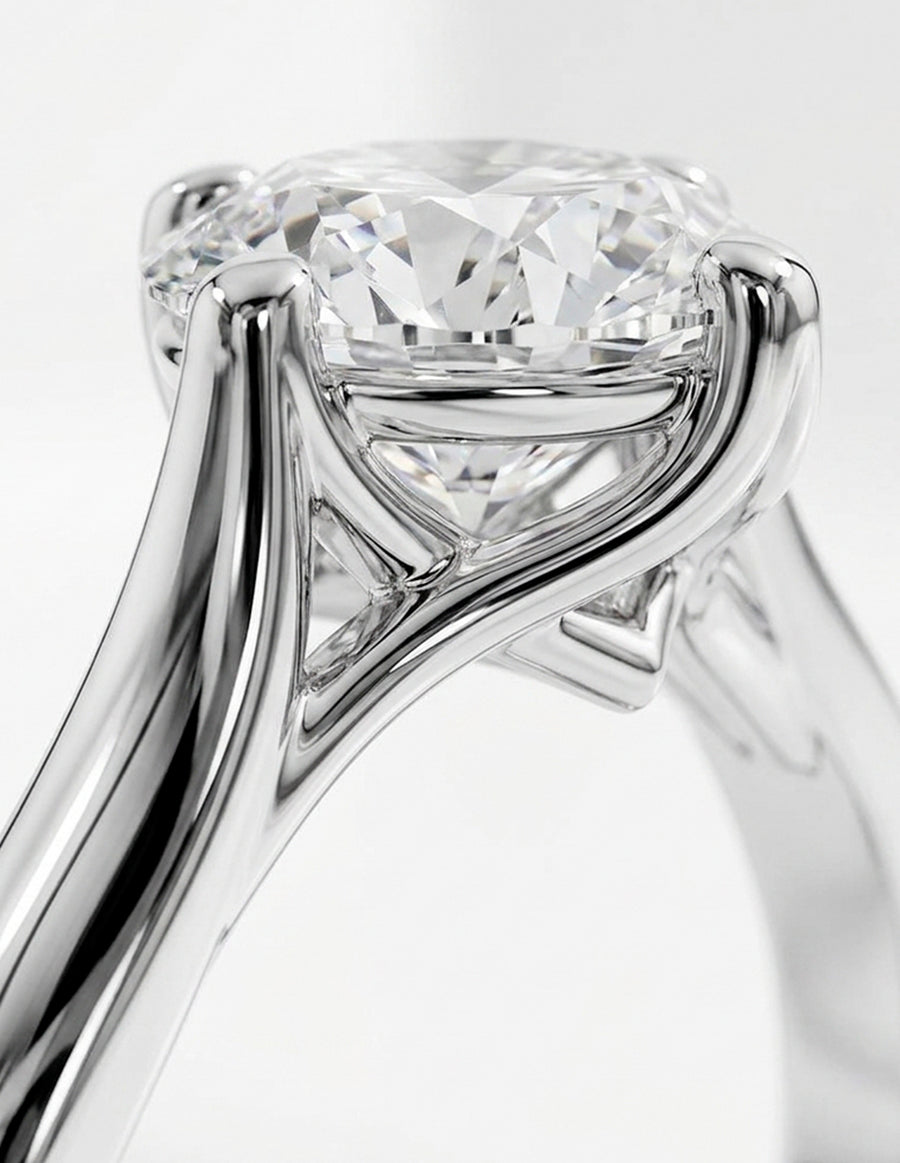 Anillo estilo solitario con diamante natural redondo 0.37 ct, color G, claridad VS2