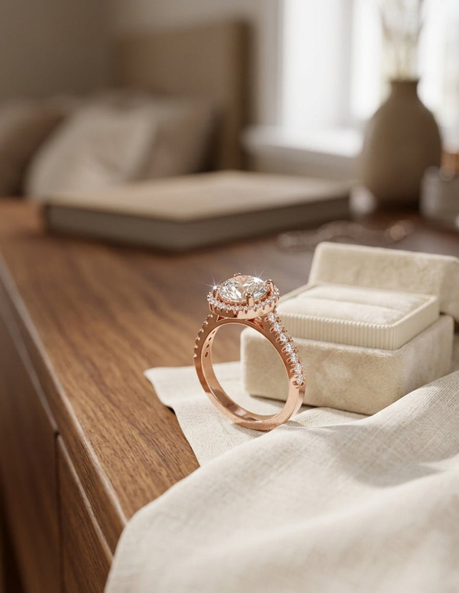 Anillo de compromiso - halo - AMORE400-RD-LG