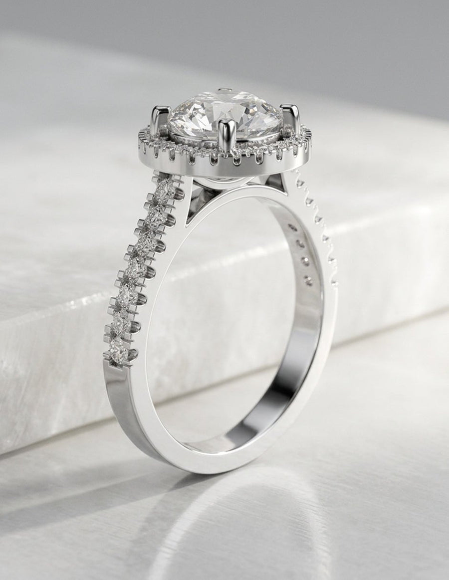 Anillo de compromiso - halo - AMORE400-RD-LG