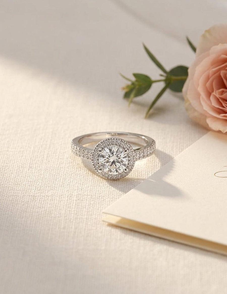 Anillo de compromiso - halo - AMORE400-RD-LG