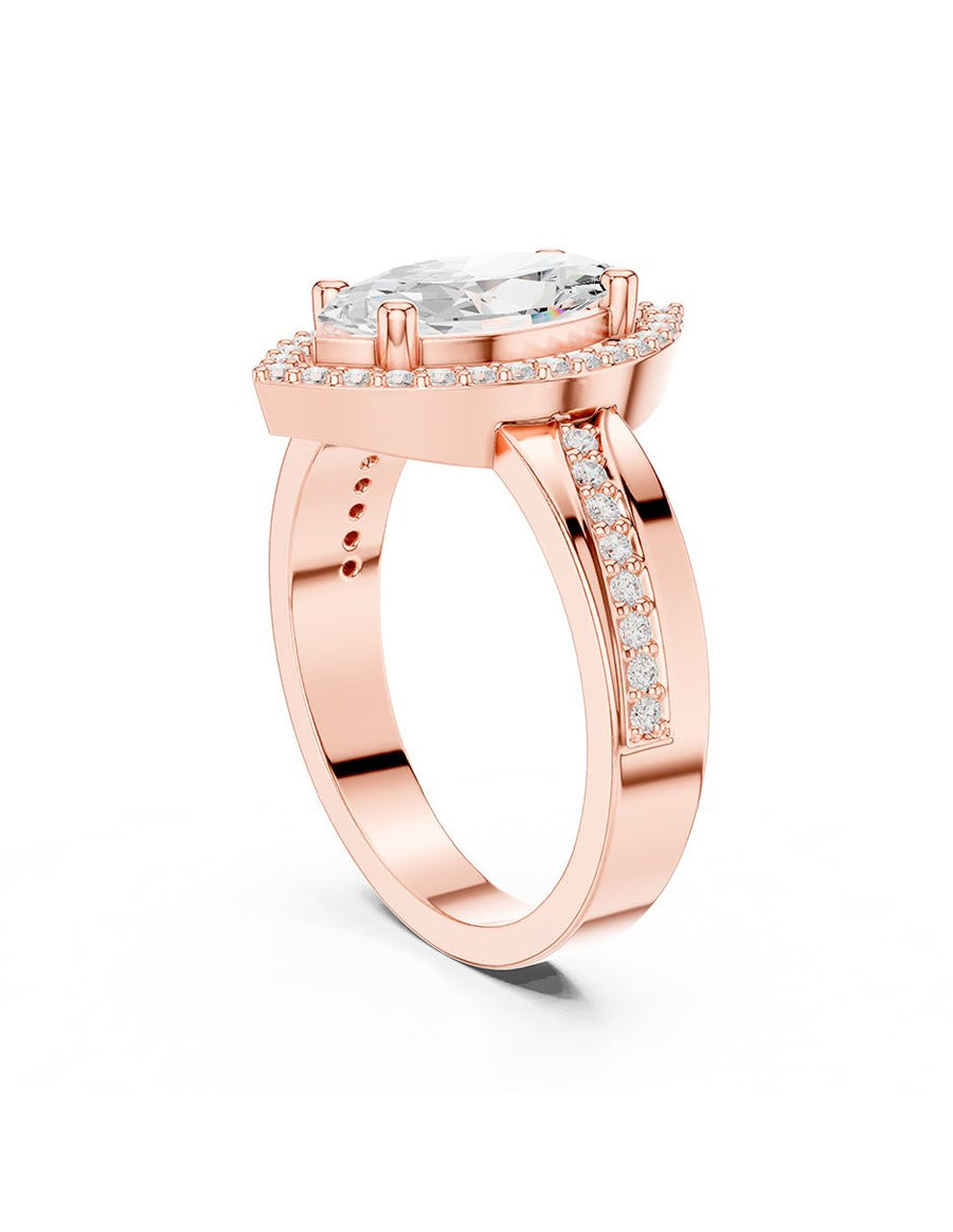 Anillo de compromiso - halo - AMORE406-MQ-LG