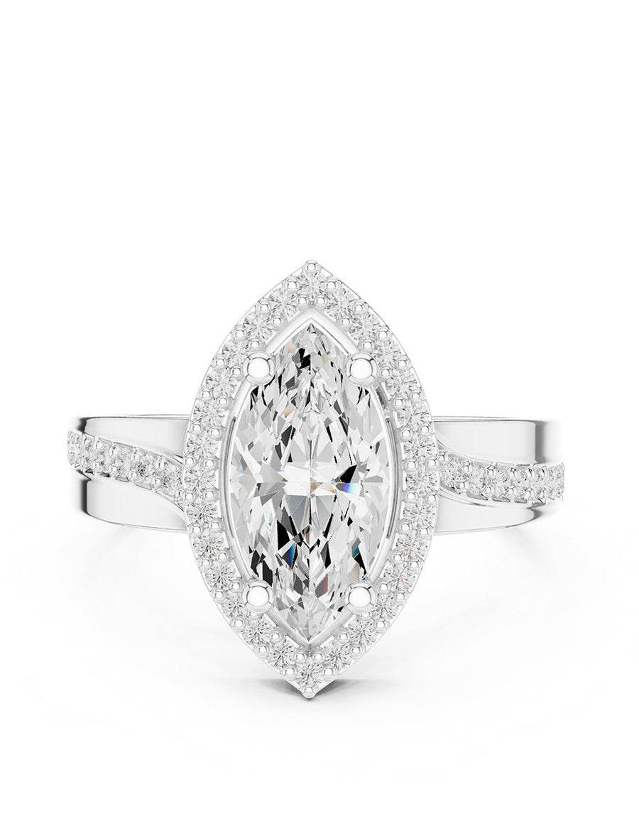 Anillo de compromiso - halo - AMORE406-MQ-LG