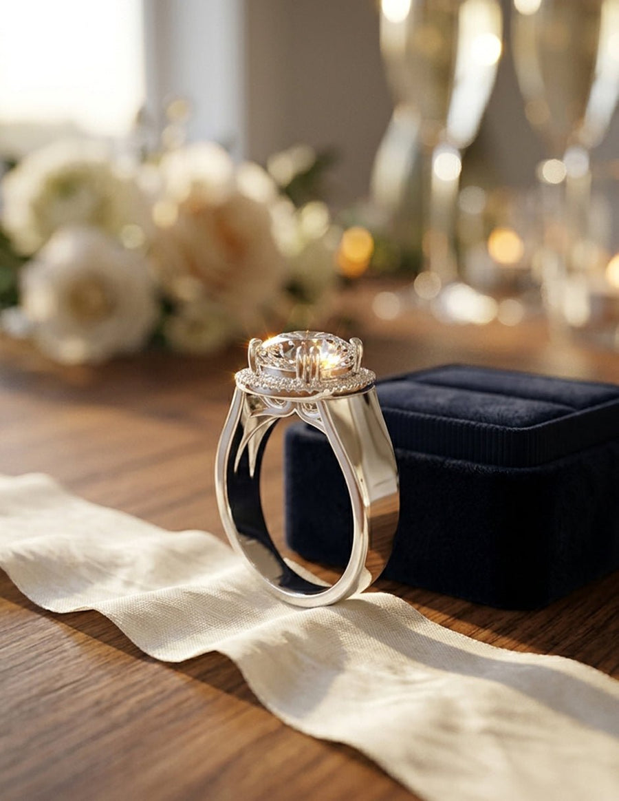 Anillo de compromiso - halo - AMORE408-CU-LG