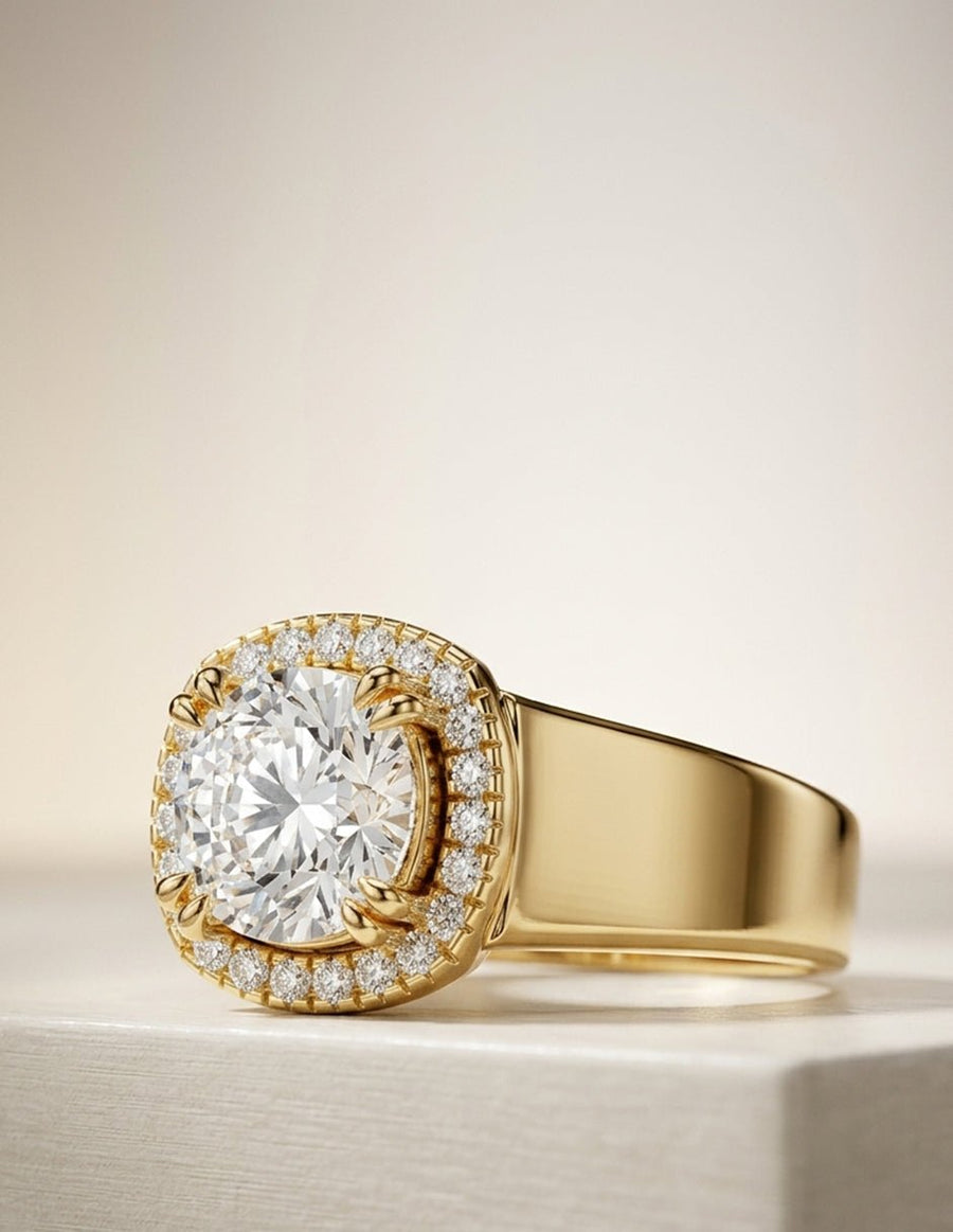 Anillo de compromiso - halo - AMORE408-CU-LG