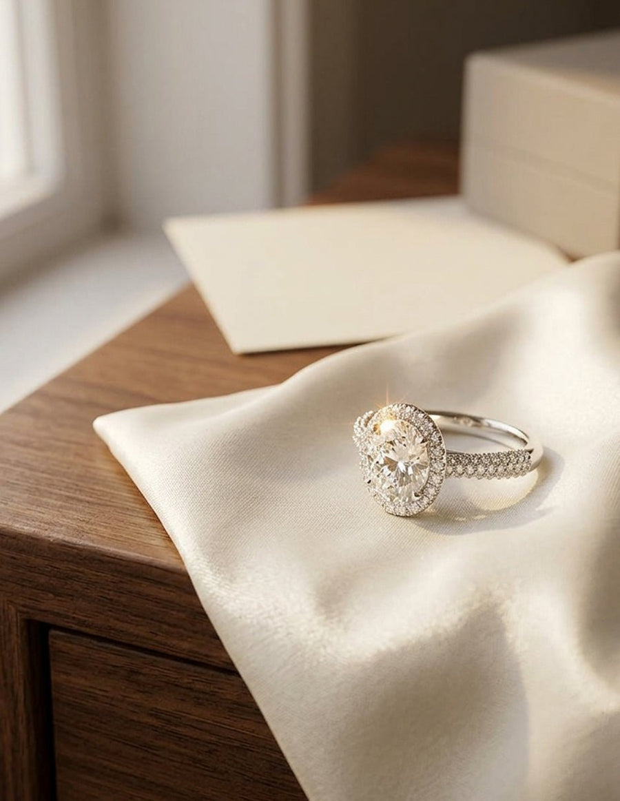 Anillo de compromiso - halo - AMORE409-OV-LG