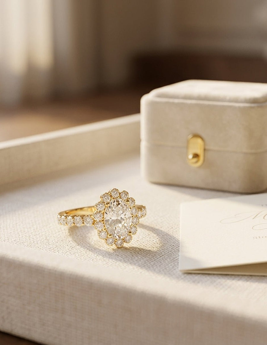 Anillo de compromiso - halo - AMORE410-OV-LG