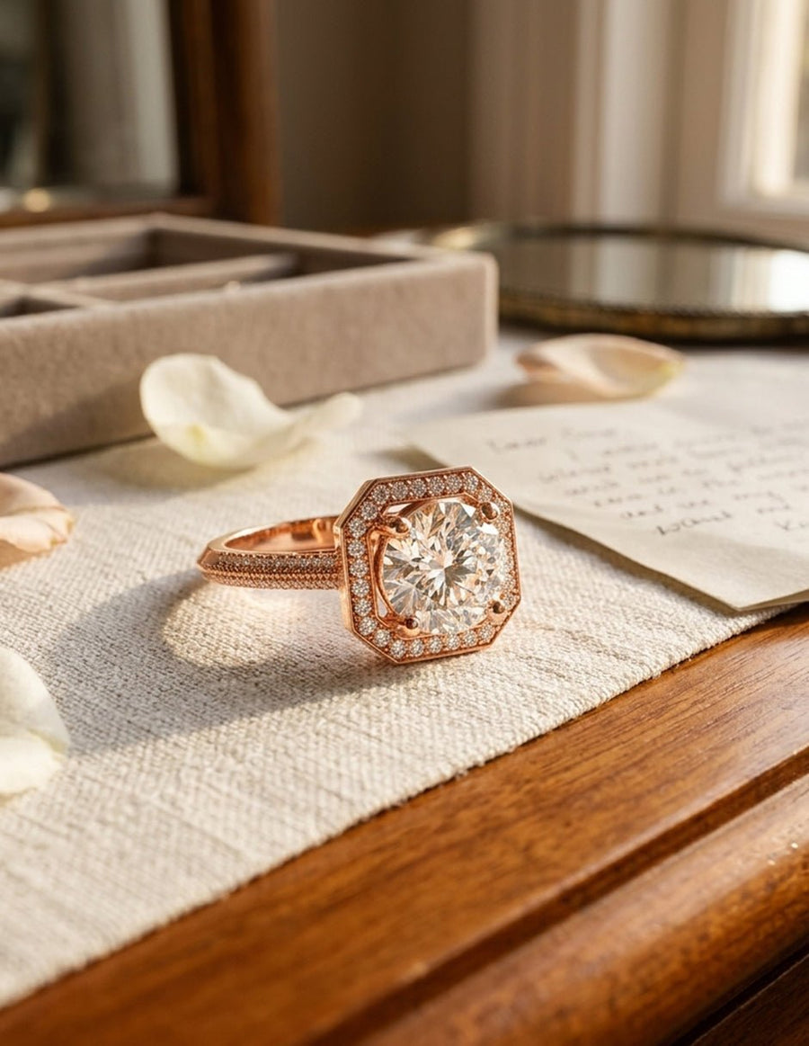 Anillo de compromiso - halo - AMORE412-RD-LG