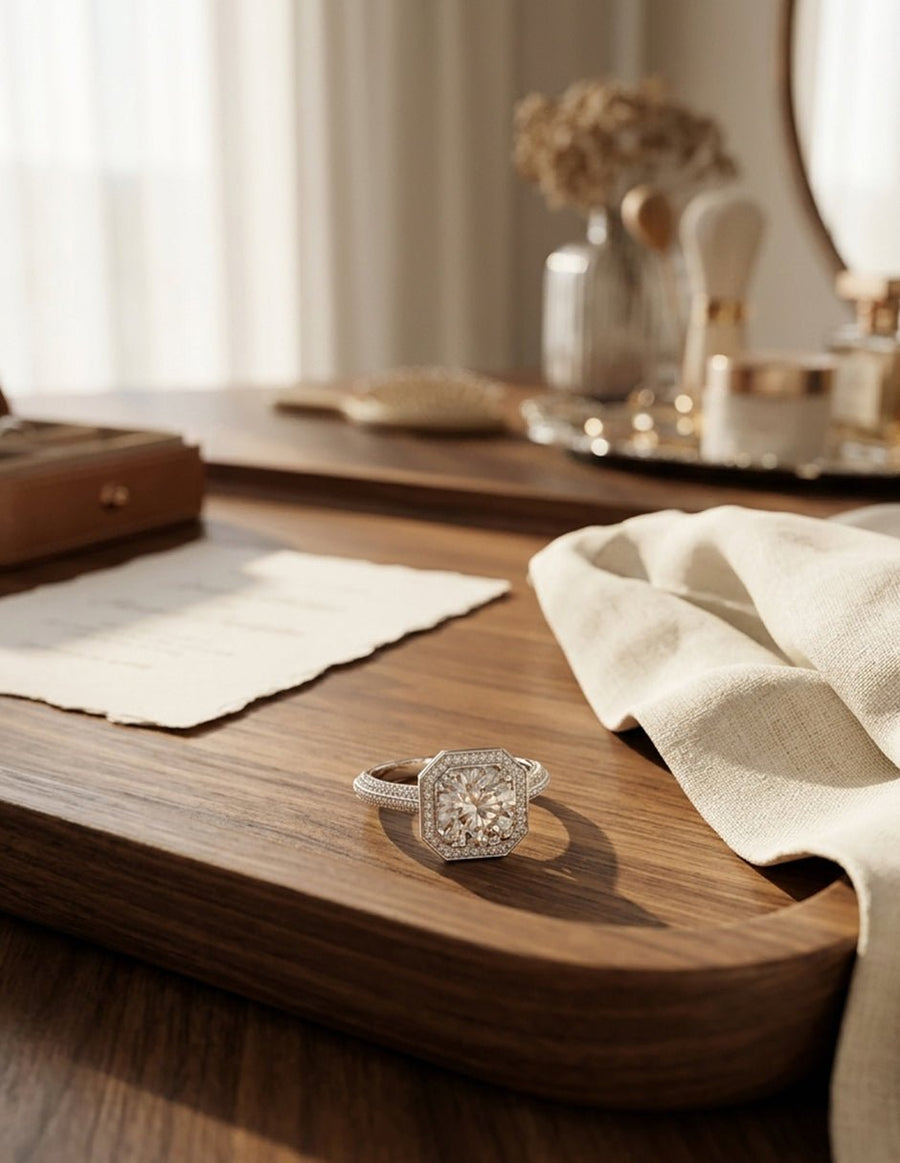 Anillo de compromiso - halo - AMORE412-RD-LG