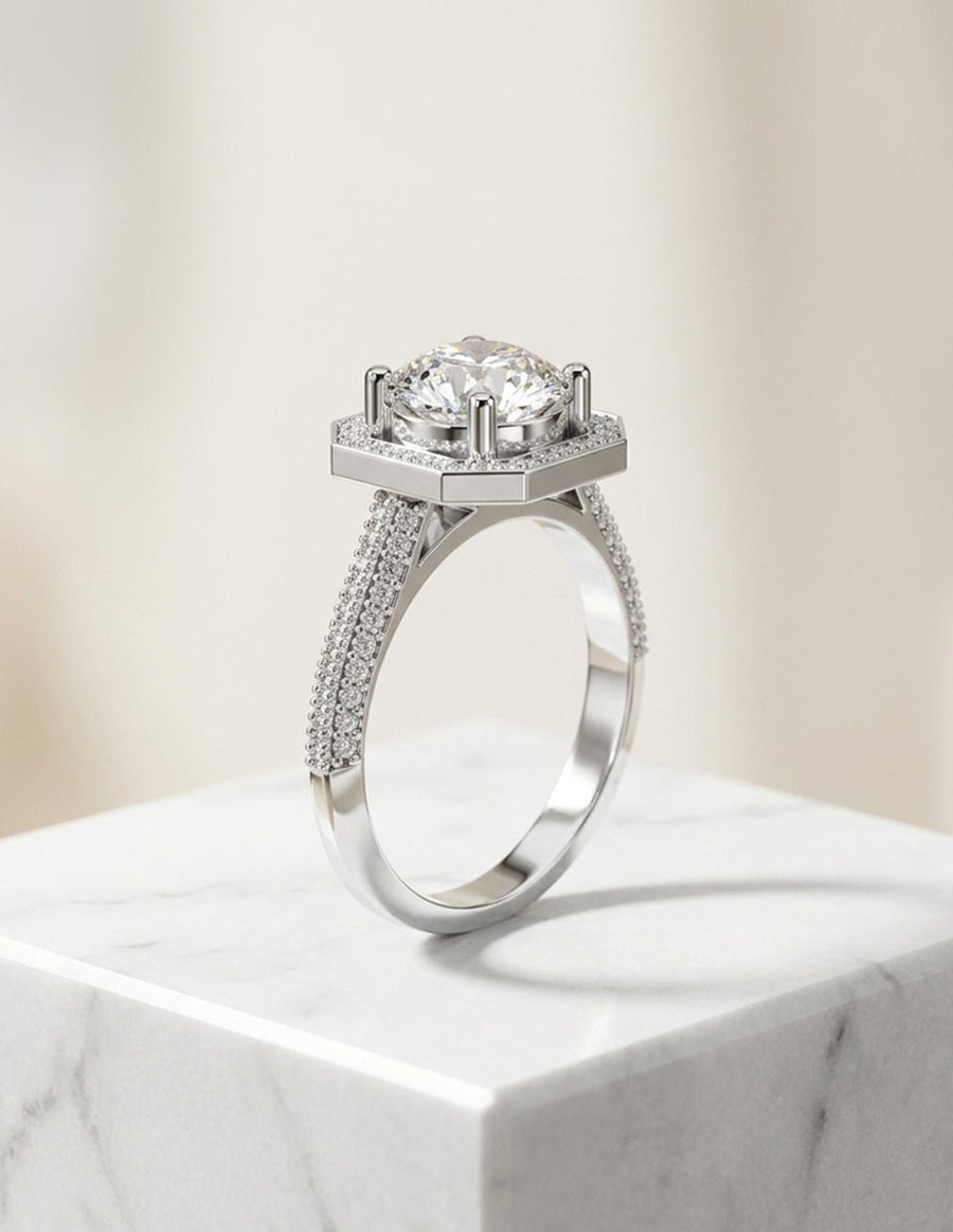 Anillo de compromiso - halo - AMORE412-RD-LG