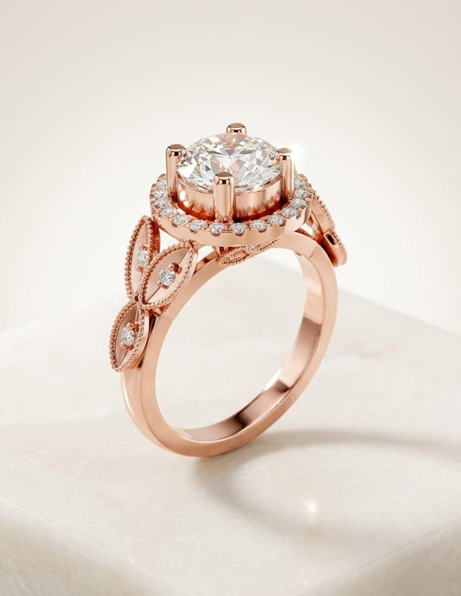 Anillo de compromiso - halo - AMORE413-RD-LG