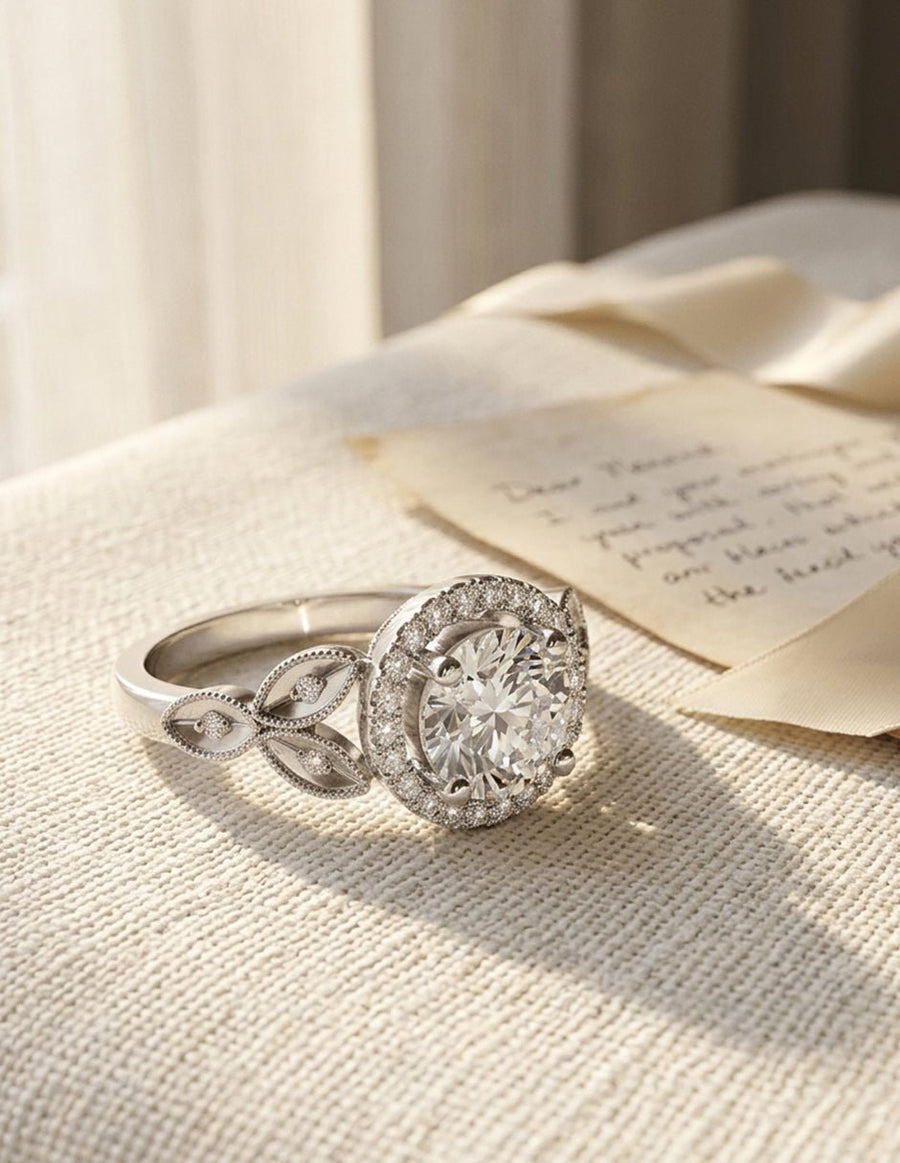 Anillo de compromiso - halo - AMORE413-RD-LG