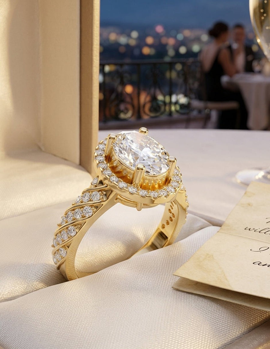 Anillo de compromiso - halo - AMORE415-OV-LG
