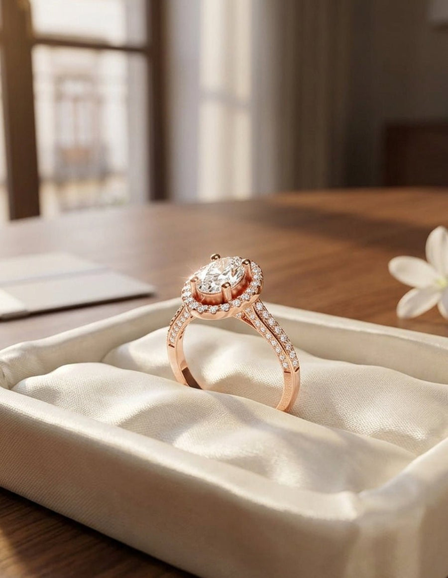 Anillo de compromiso - halo - AMORE416-OV-LG