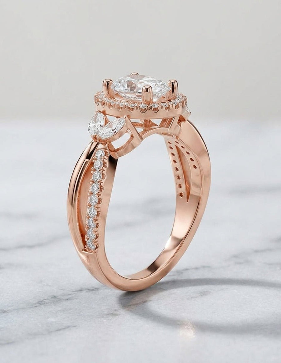 Anillo de compromiso - halo - AMORE417-OV-LG