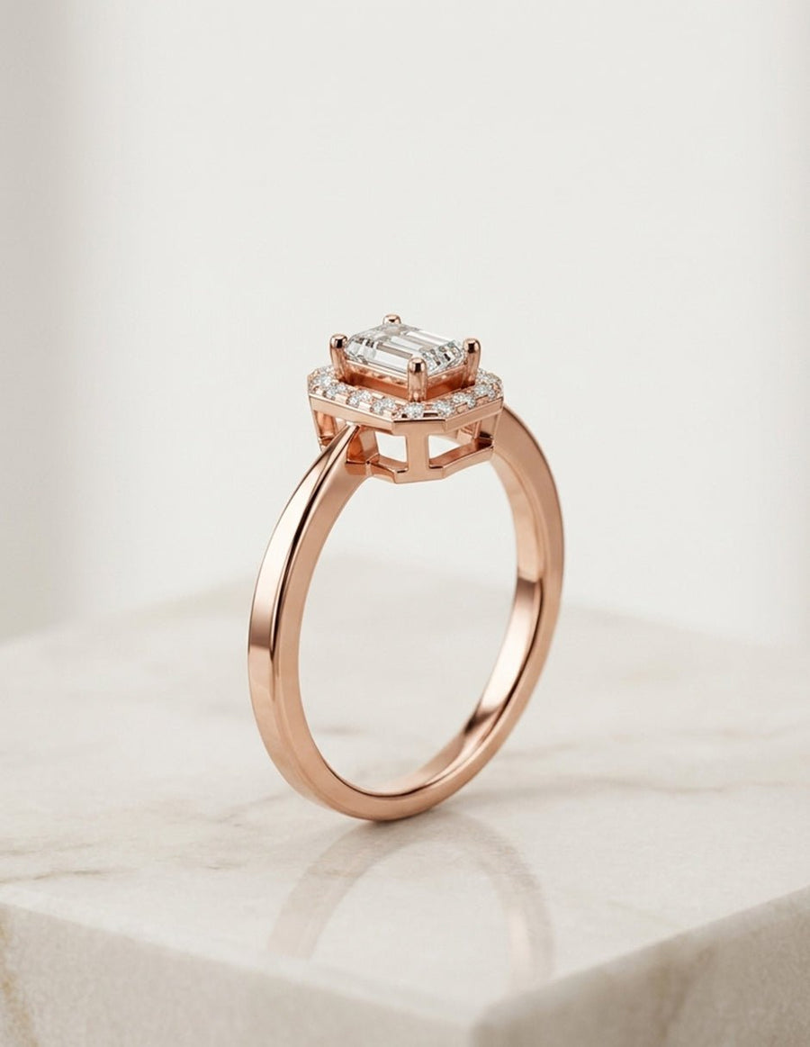 Anillo de compromiso - halo - AMORE423-EM-LG
