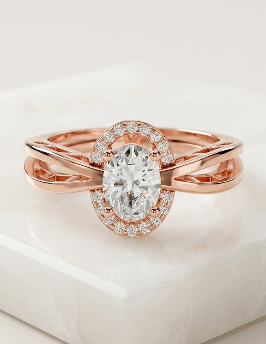 Anillo de compromiso - halo - AMORE424-OV-LG