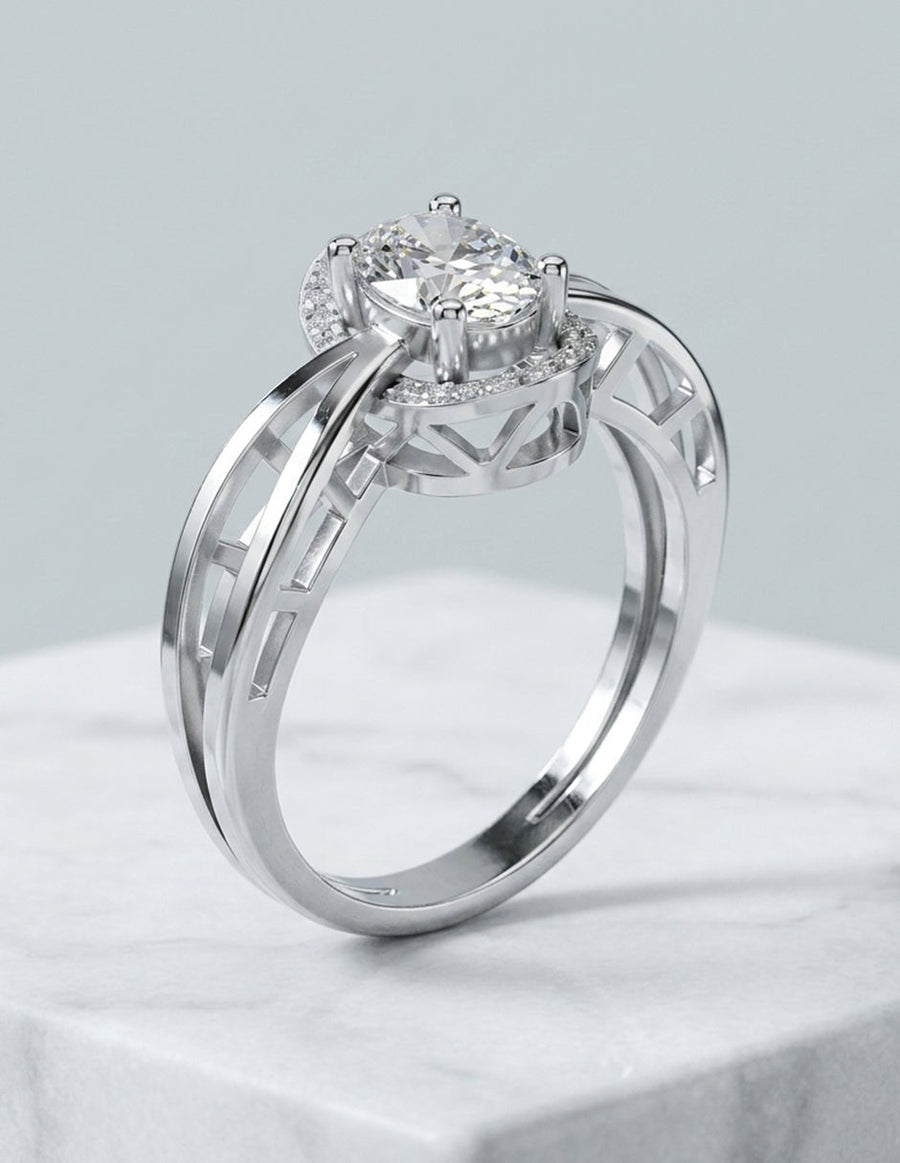 Anillo de compromiso - halo - AMORE424-OV-LG