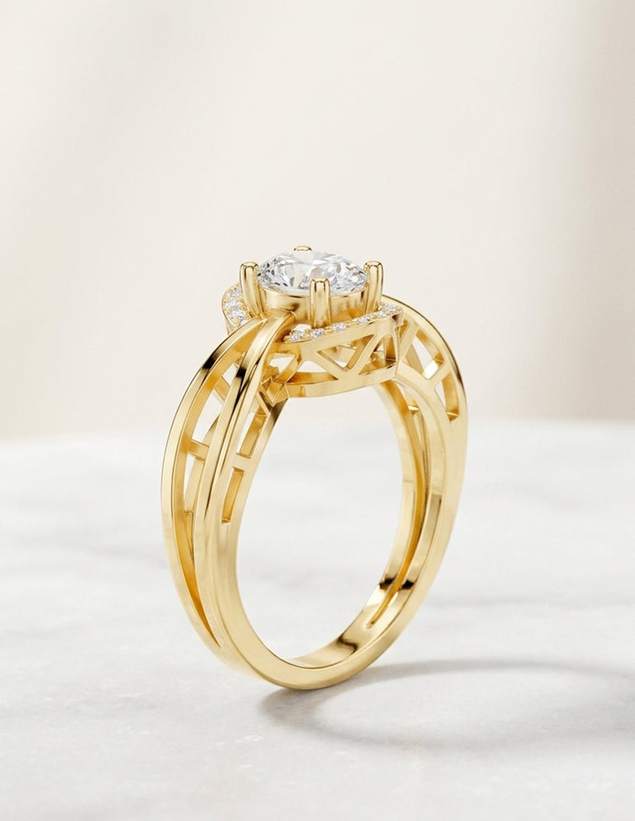 Anillo de compromiso - halo - AMORE424-OV-LG