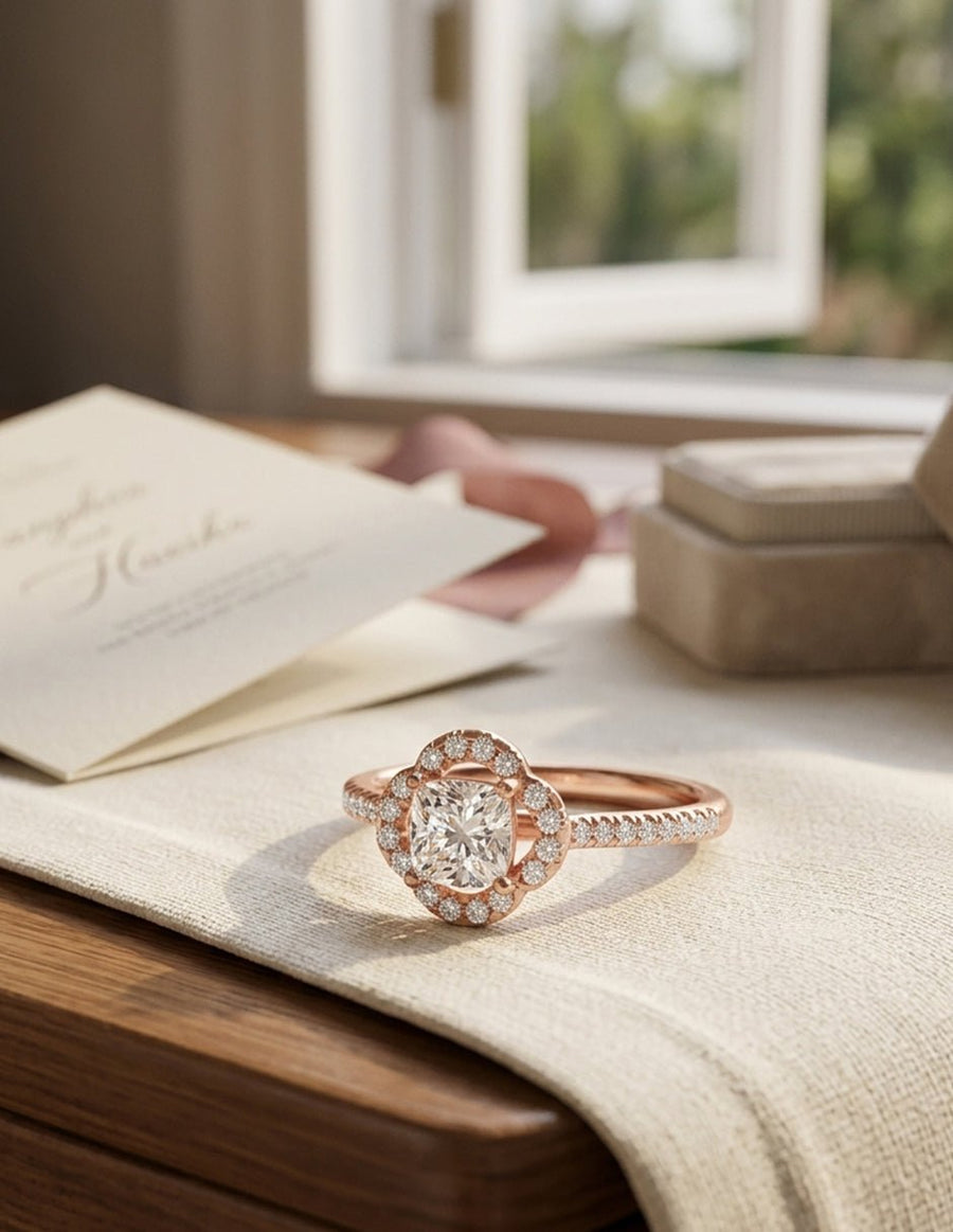 Anillo de compromiso - halo - AMORE425-CU-LG