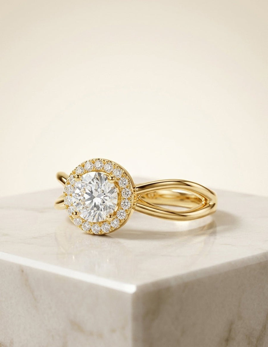 Anillo de compromiso - halo - AMORE428-RD-LG