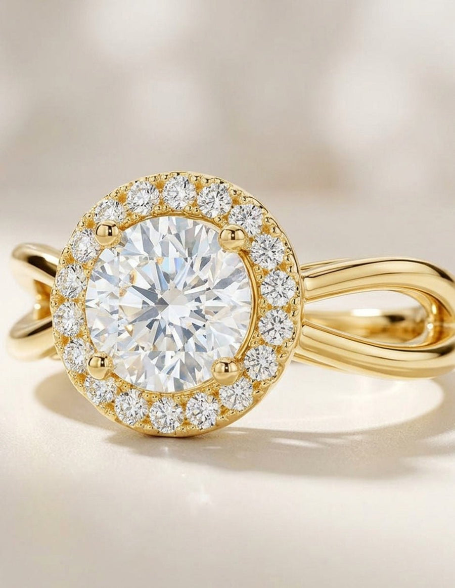Anillo de compromiso - halo - AMORE428-RD-LG
