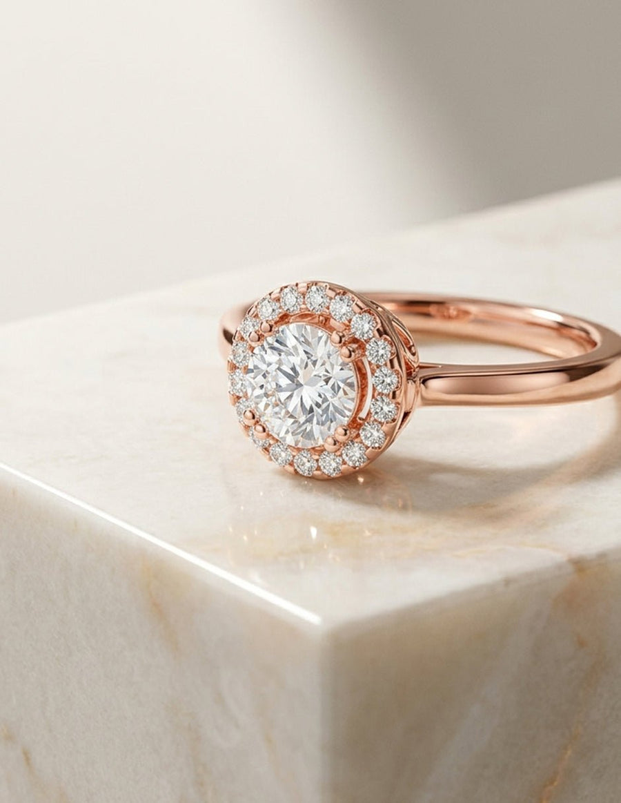 Anillo de compromiso - halo - AMORE429-RD-LG