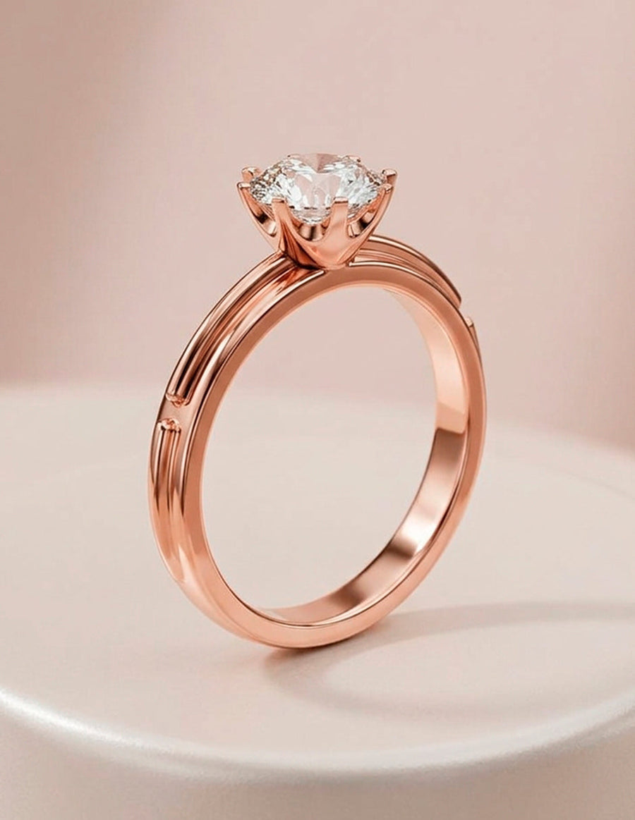 Anillo de Compromiso - solitario - AMORE43-RD-CZ