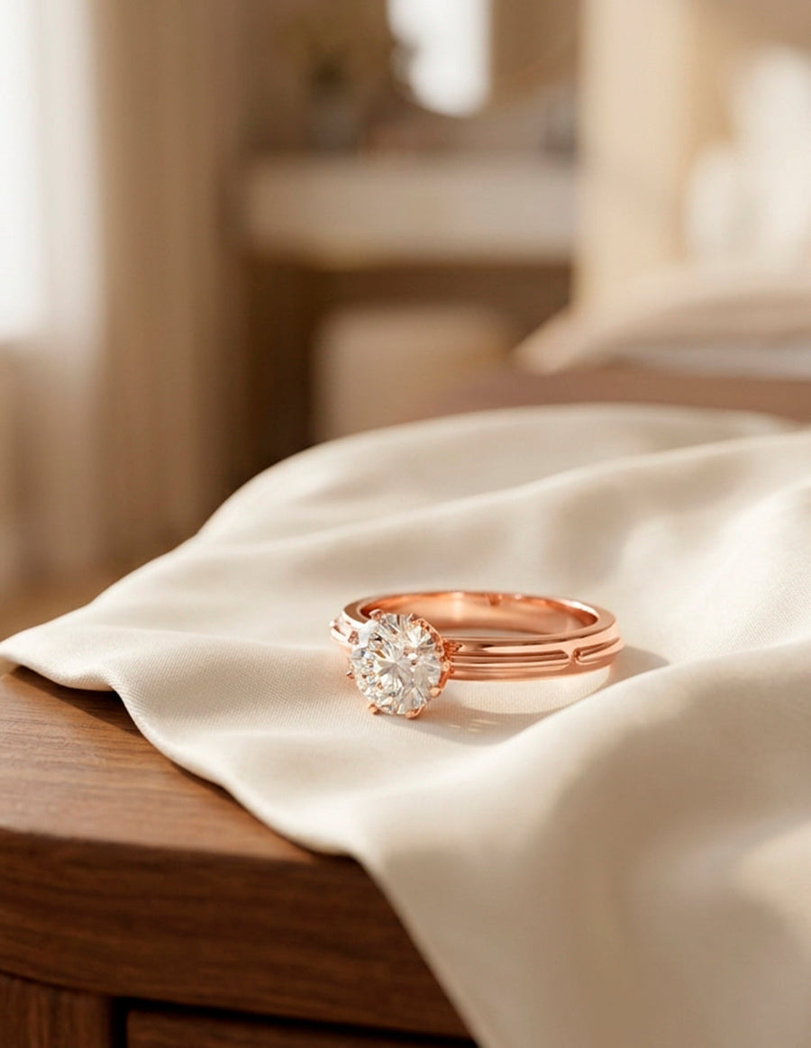 Anillo de Compromiso - solitario - AMORE43-RD-CZ
