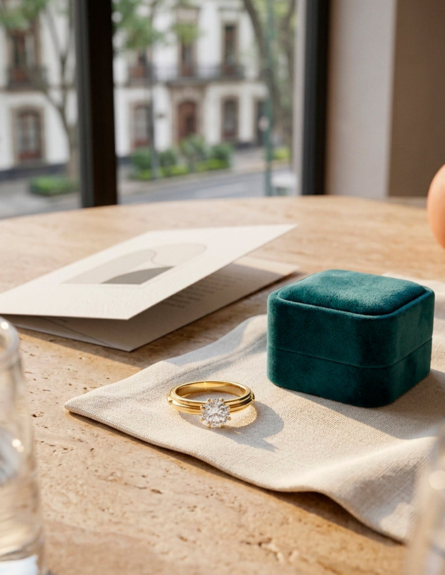 Anillo de Compromiso - solitario - AMORE43-RD-CZ