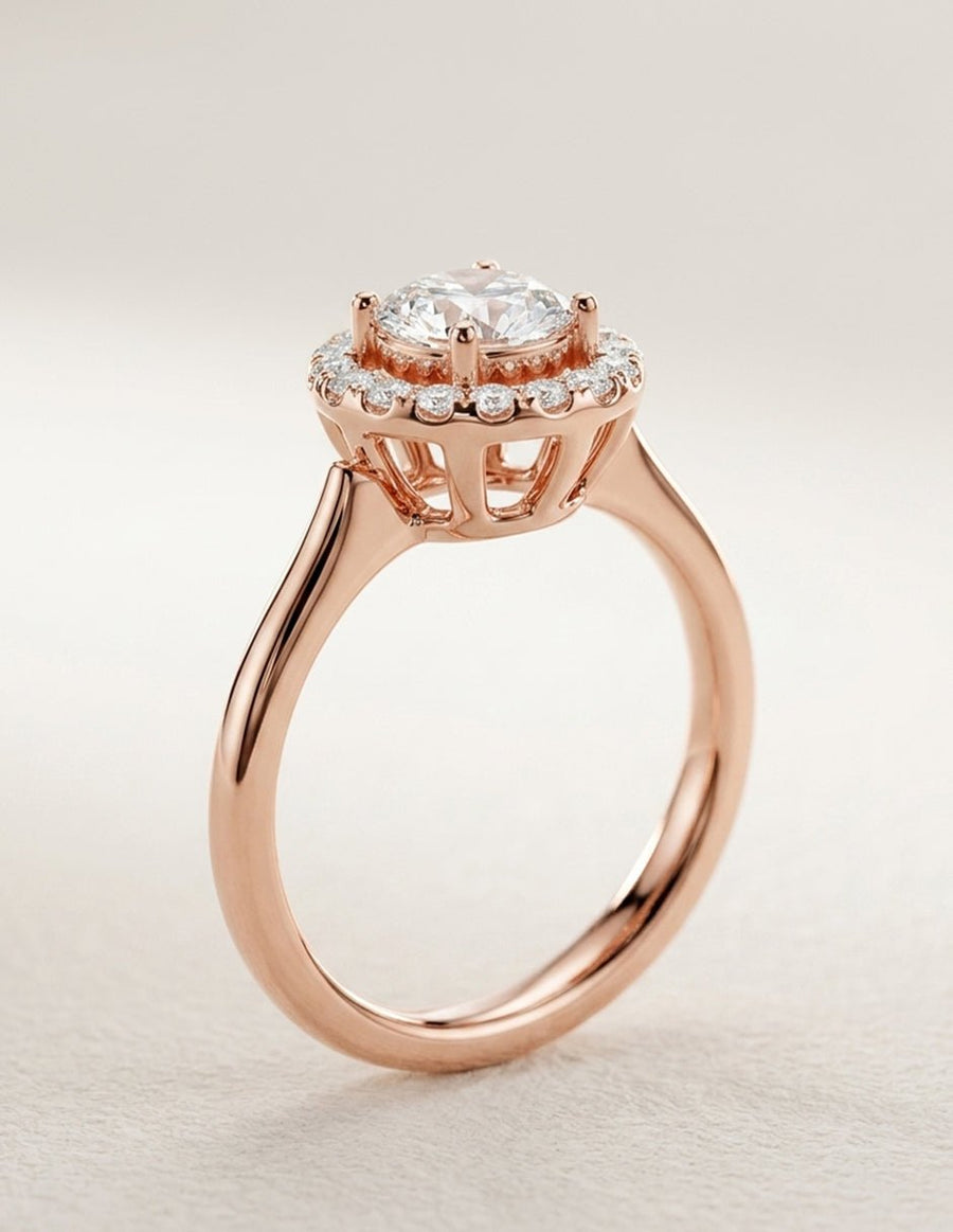 Anillo de compromiso - halo - AMORE430-RD-LG