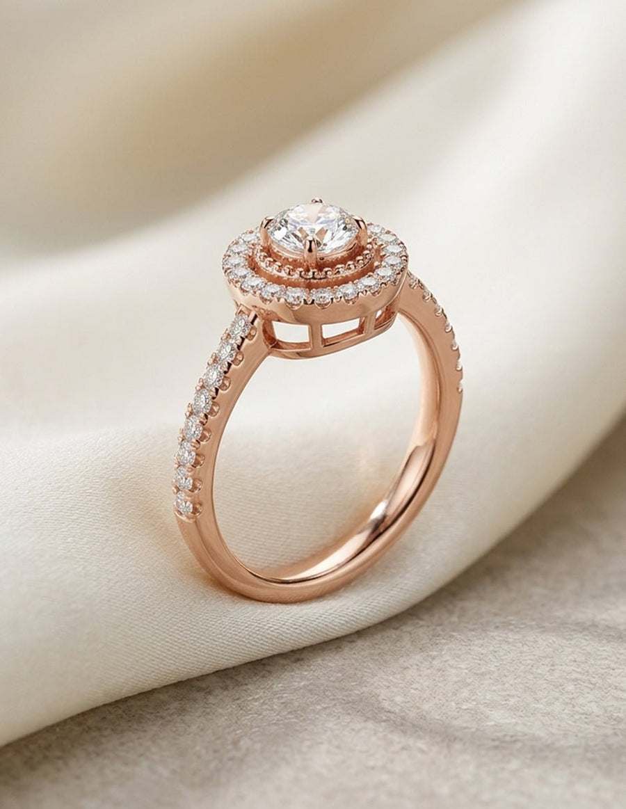 Anillo de compromiso - halo - AMORE432-RD-LG