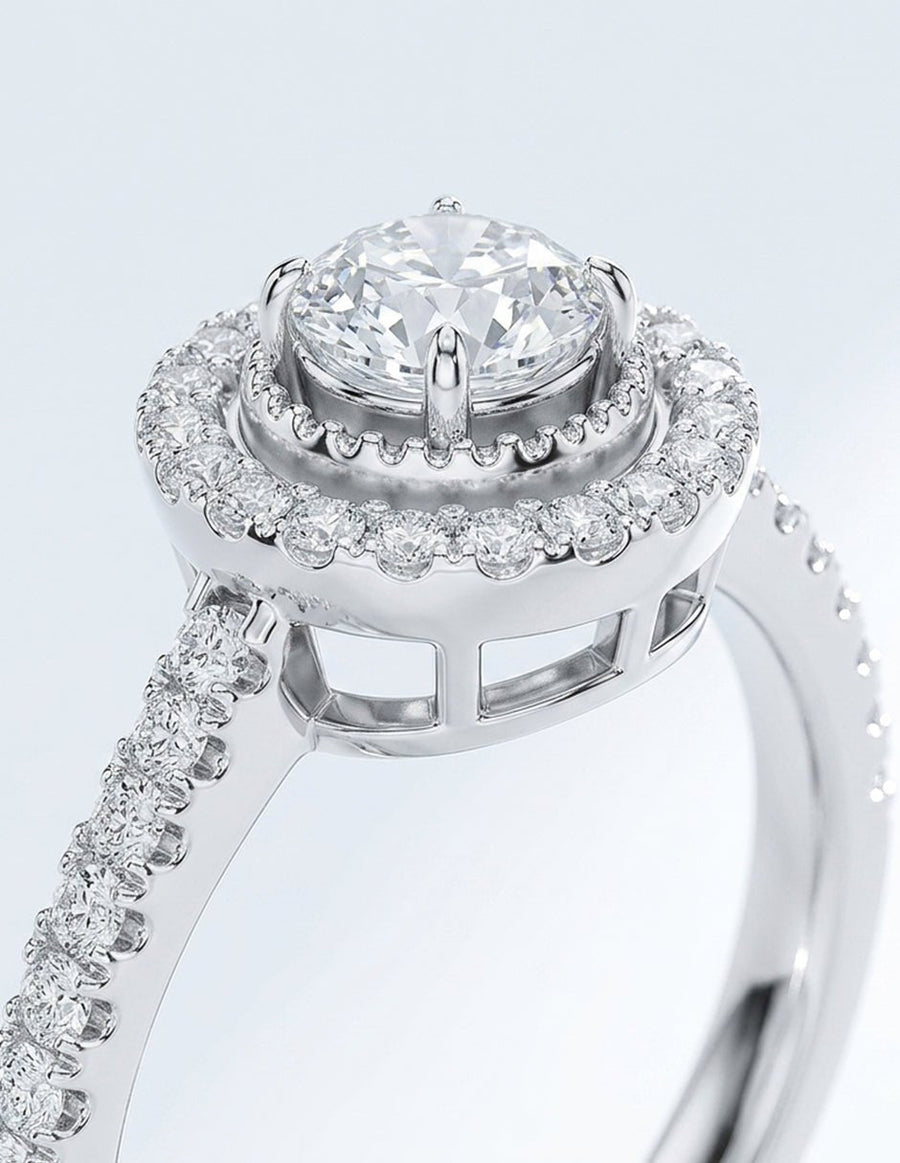 Anillo de compromiso - halo - AMORE432-RD-LG
