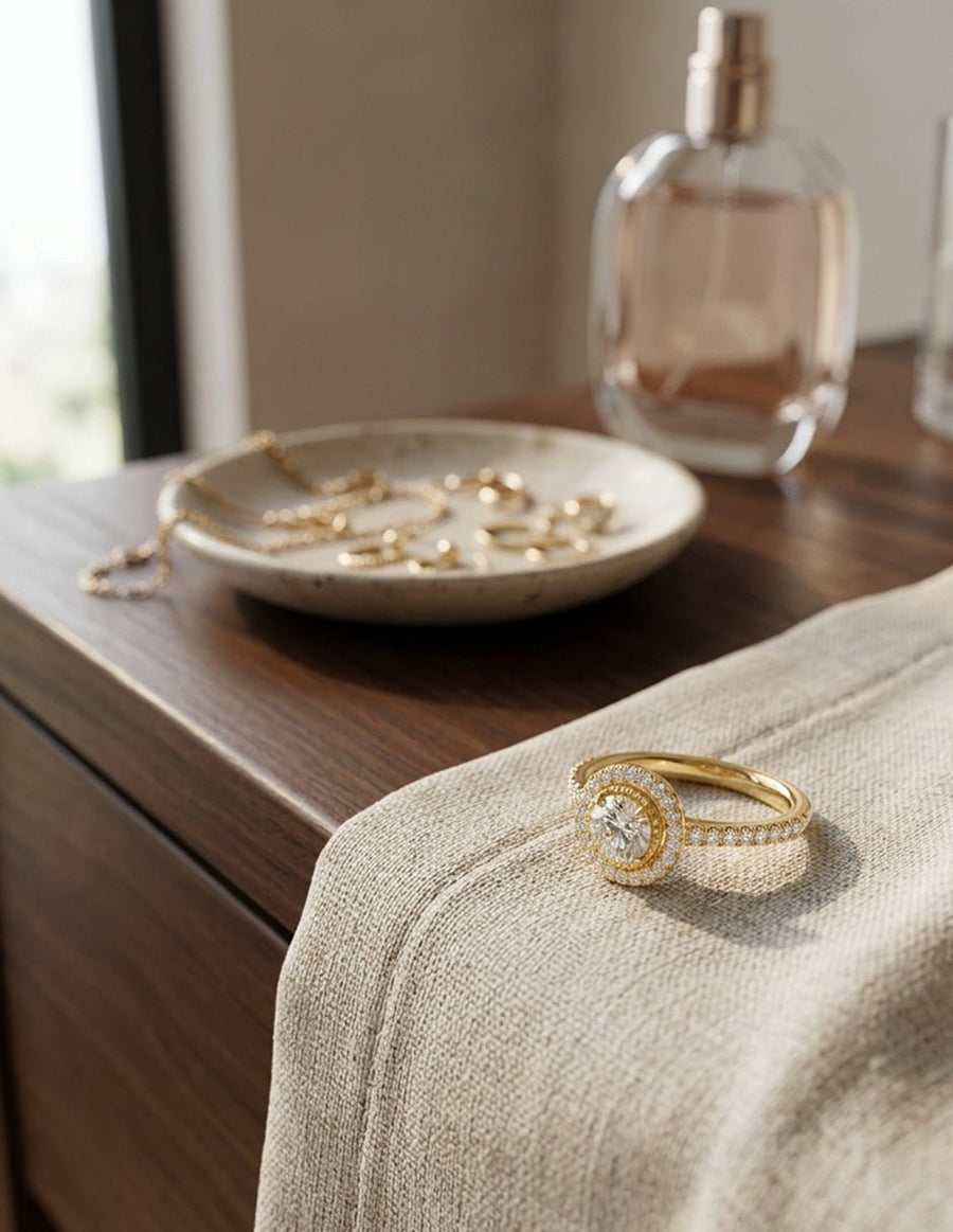 Anillo de compromiso - halo - AMORE432-RD-LG