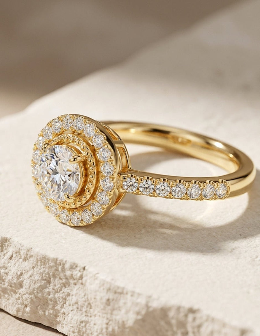Anillo de compromiso - halo - AMORE432-RD-LG