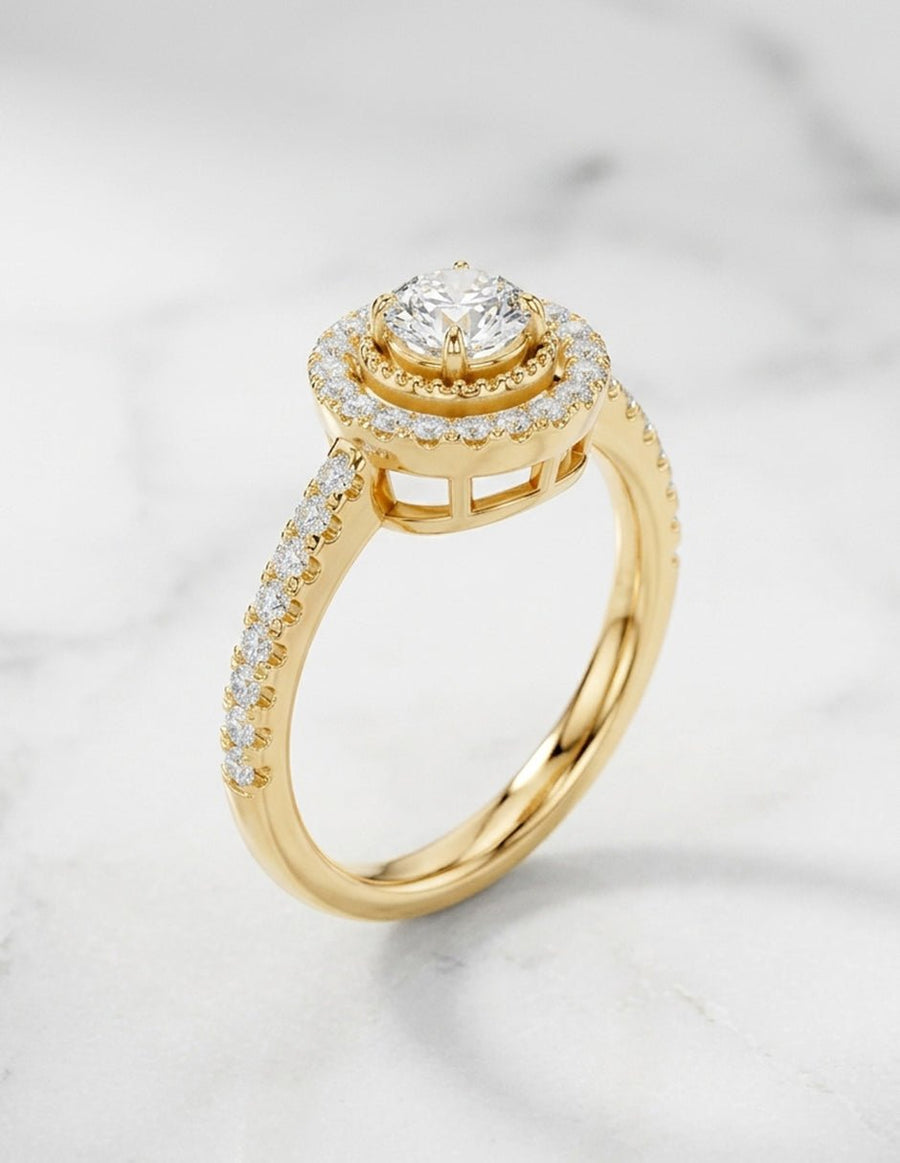Anillo de compromiso - halo - AMORE432-RD-LG