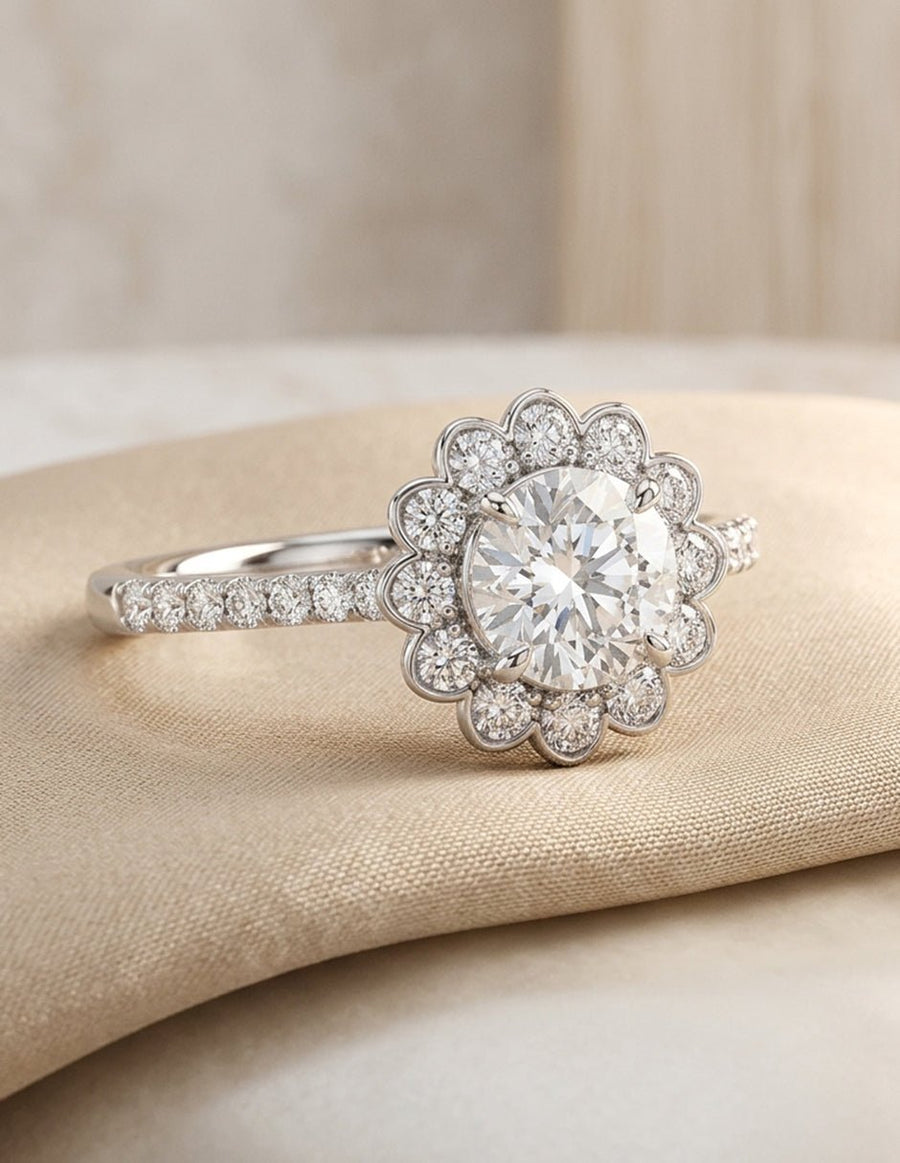 Anillo de compromiso - halo - AMORE434-RD-LG