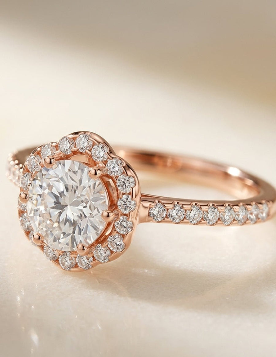 Anillo de compromiso - halo - AMORE435-RD-LG