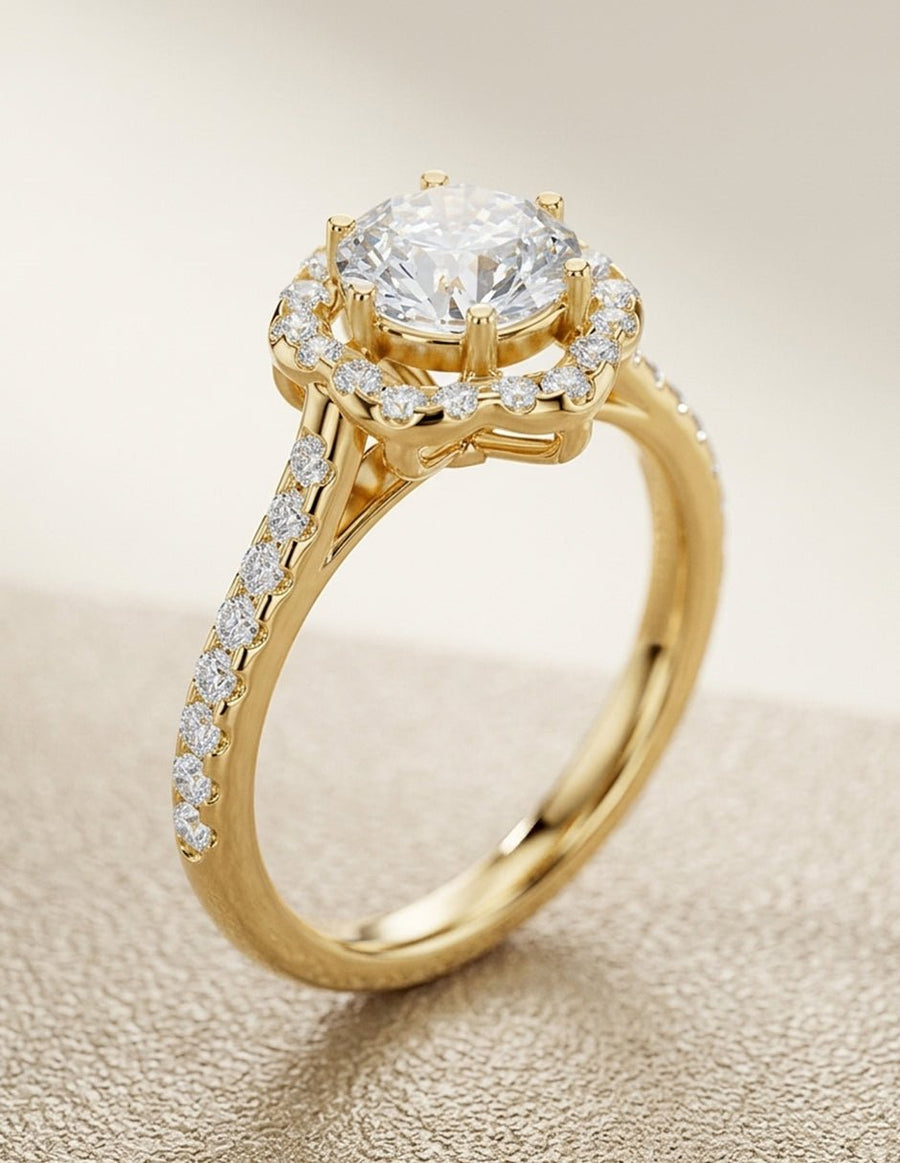 Anillo de compromiso - halo - AMORE435-RD-LG