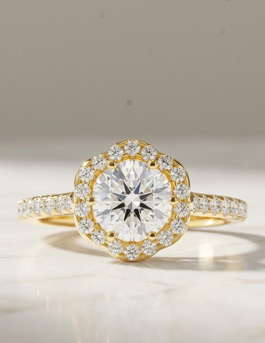 Anillo de compromiso - halo - AMORE435-RD-LG