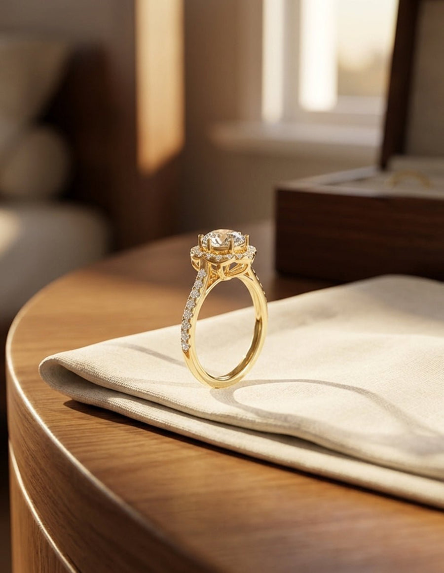 Anillo de compromiso - halo - AMORE435-RD-LG