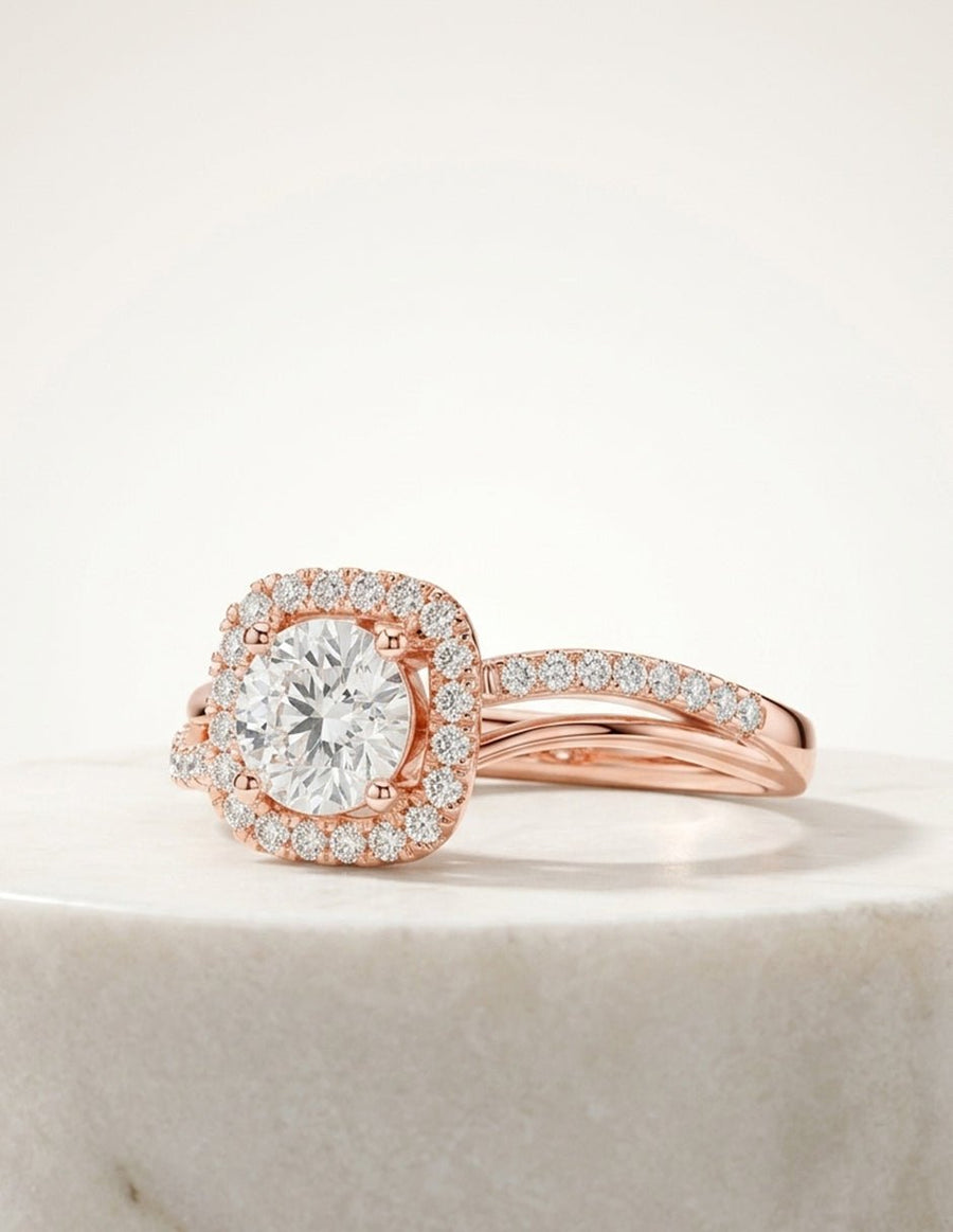 Anillo de compromiso - halo - AMORE436-RD-LG