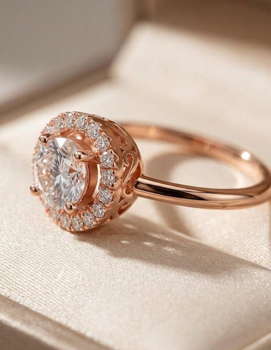 Anillo de compromiso - halo - AMORE437-RD-LG