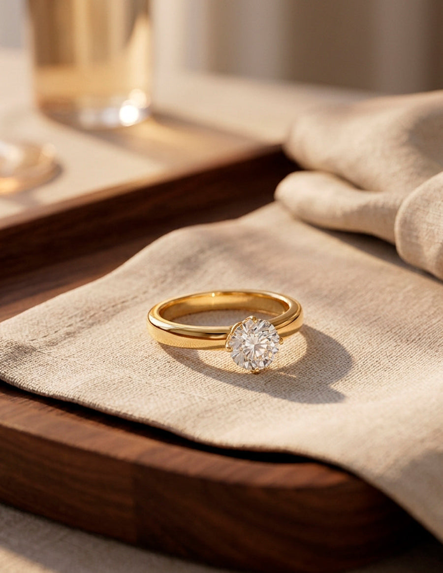 Anillo de Compromiso - solitario - AMORE44-RD-CZ