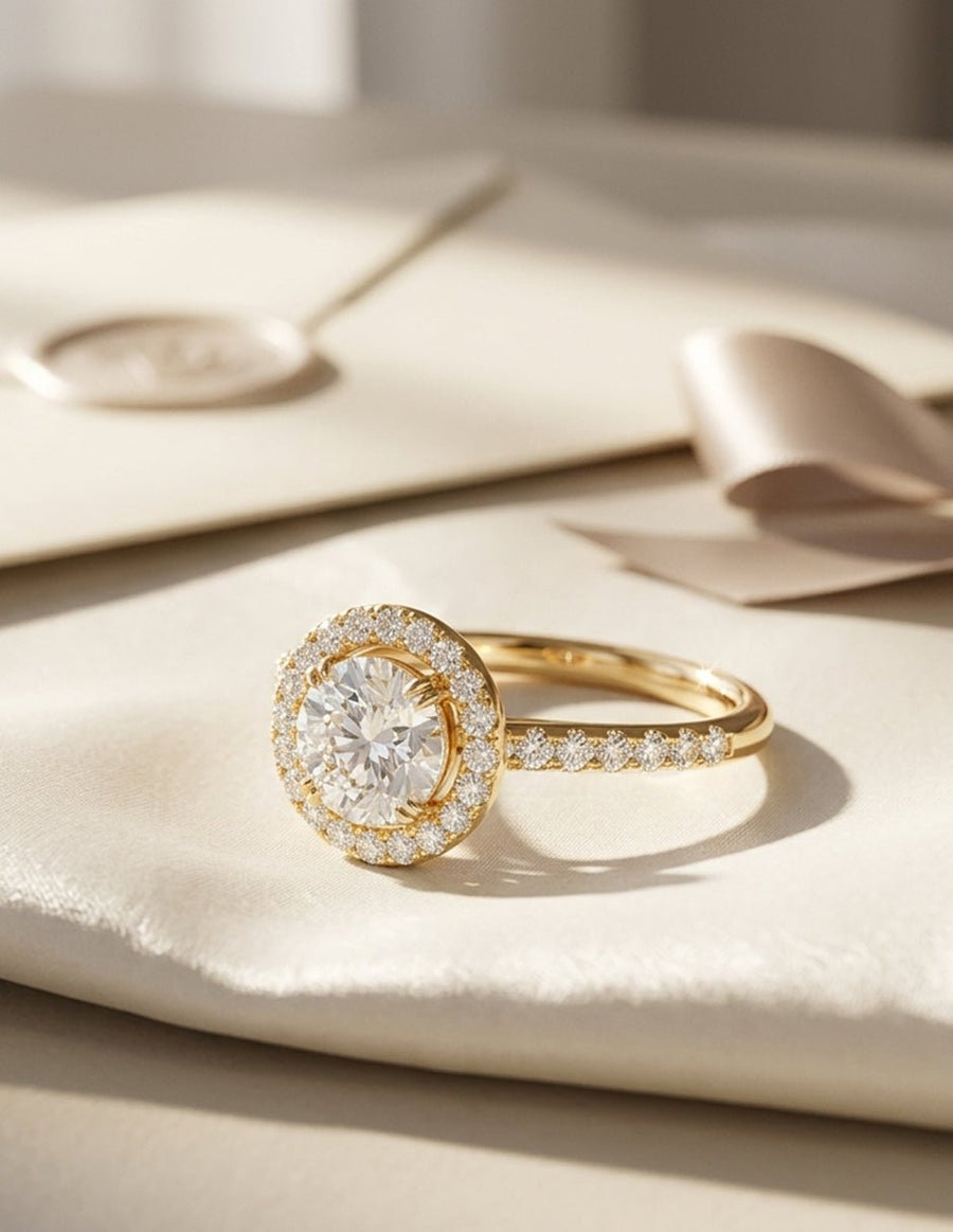 Anillo de compromiso - halo - AMORE443-RD-LG