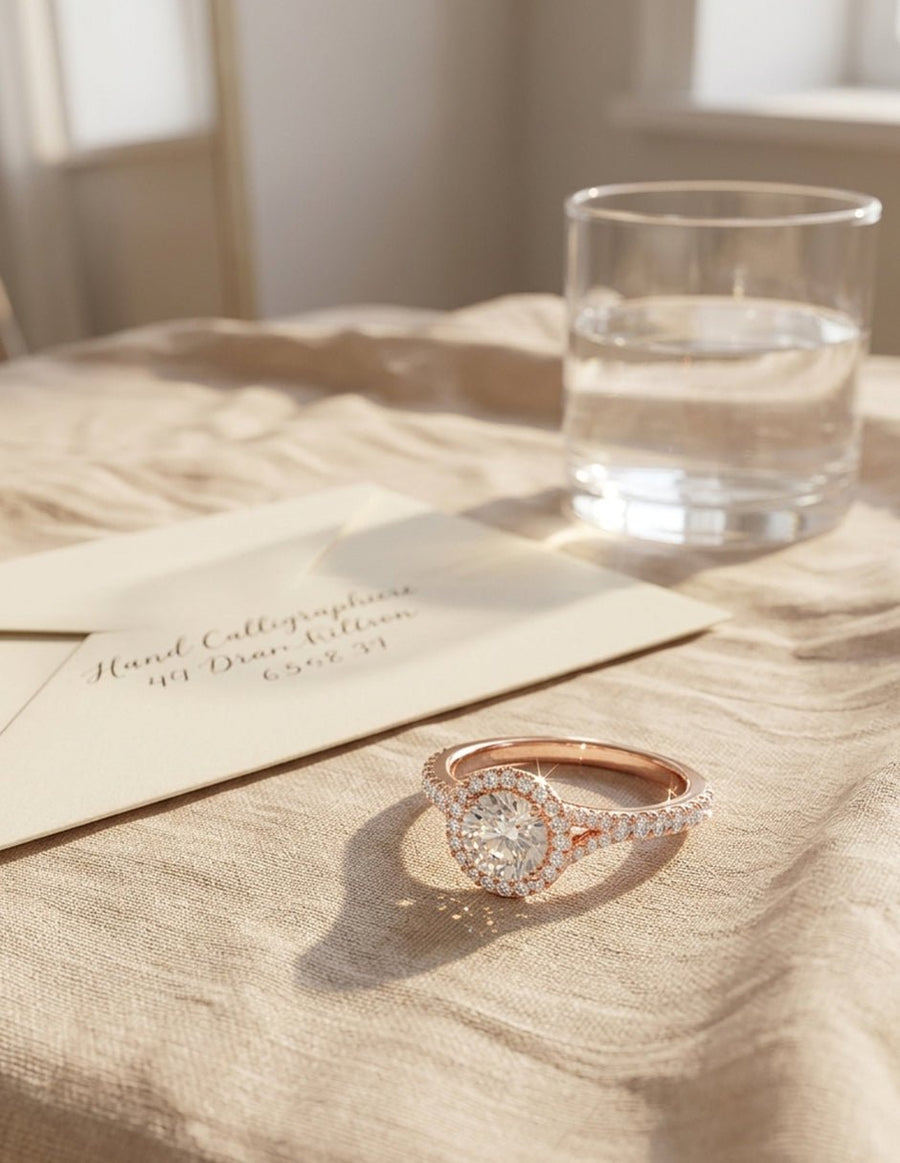 Anillo de compromiso - halo - AMORE444-RD-LG