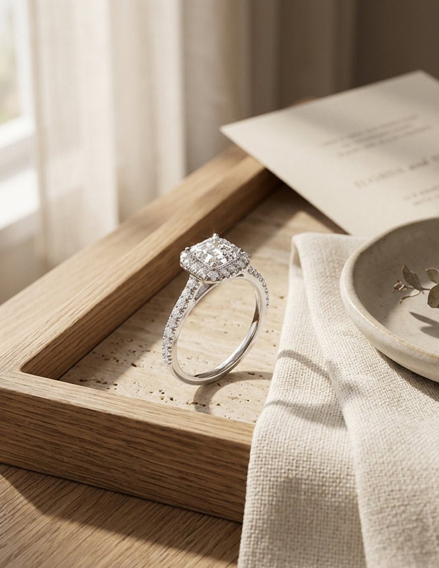 Anillo de compromiso - halo - AMORE445-AS-LG
