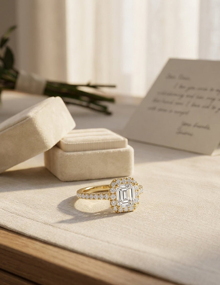 Anillo de compromiso - halo - AMORE445-AS-LG